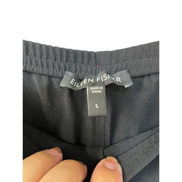 EILEEN FISHER Black Silk Georgette Crepe Tapered Pants Size Large - Picture 4 of 5